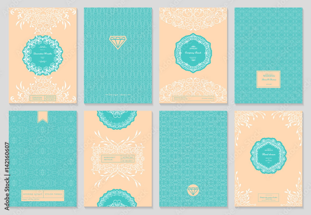 Retro creative card template with flourishes ornament elements and