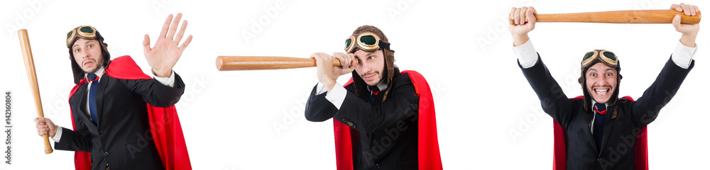Man wearing red clothing in funny concept Man wearing red clothing in funny concept