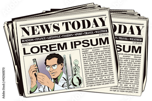 Scientist working at the laboratory. Stock illustration. People in retro style.