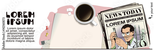 Scientist working at the laboratory. Stock illustration. People in retro style.