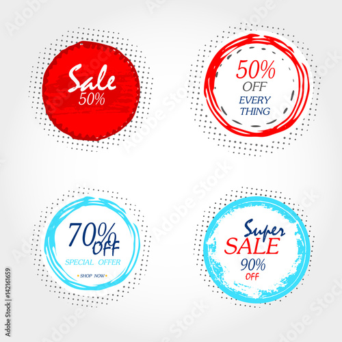 Geometrical social media sale banners and ads, web template collection. Vector illustrations for mobile website posters, email and newsletter designs, promotional material © Tanyasun