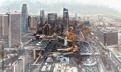 Obraz Szkic centrum Los Angeles