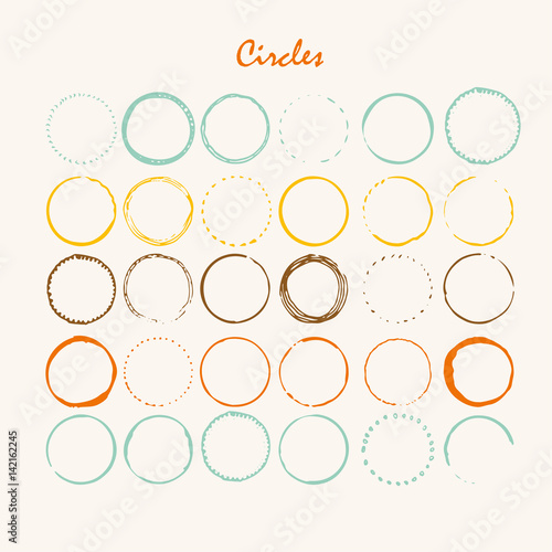 Handdrawn creative painted circle for logo, label, branding. Black brush stain texture. Vector illustration.