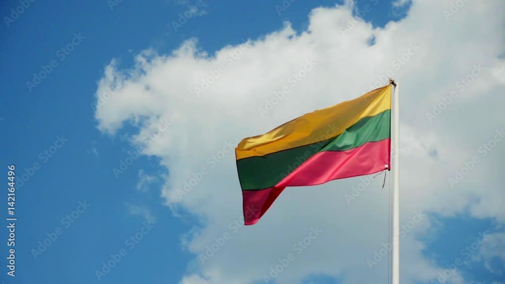 Lithuanian flag fluttering in the wind, slow motion Lithuanian flag fluttering in the wind, slow motion