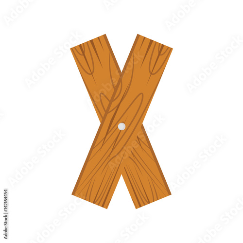 wooden alphabet X letter icon isolated on white background photo