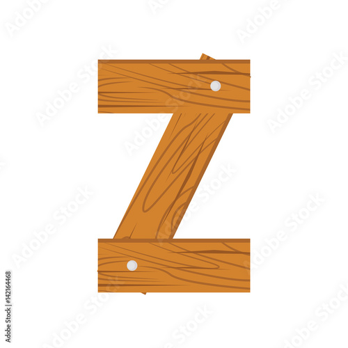 wooden alphabet Z letter icon isolated on white background photo