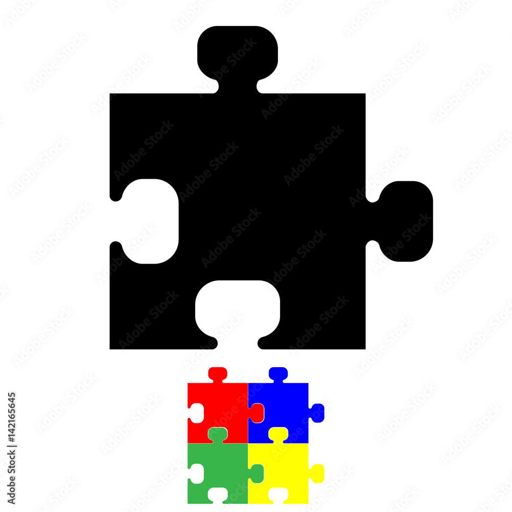 Black jigsaw or puzzle icon. Black jigsaw or puzzle icon.