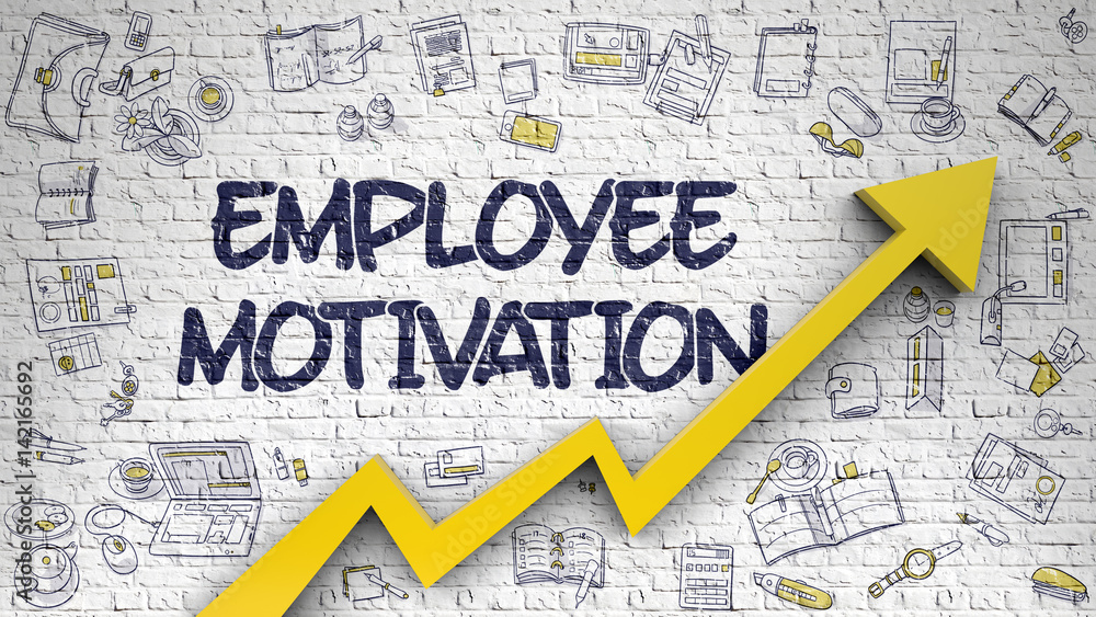 Job Motivation Graphics Employee Motivation Drawn on White Brick Wall. 3d. Stock Illustration ...