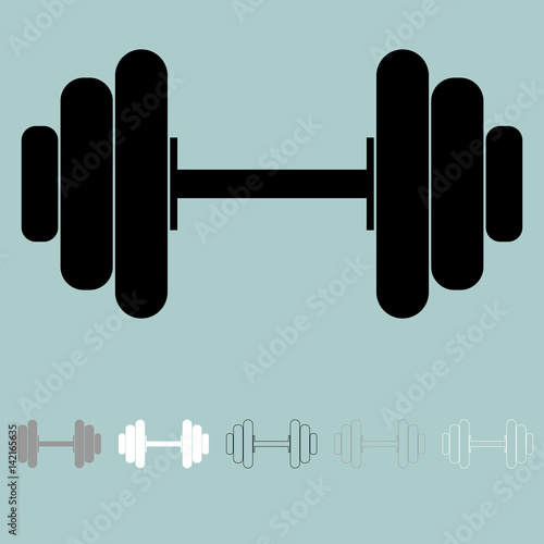 Black grey white dumbells or grips icon.