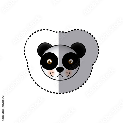sticker colorful picture face cute panda animal vector illustration
