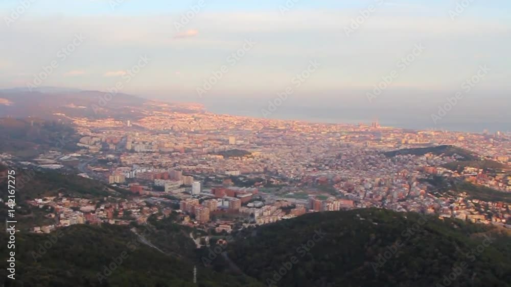 Aerial view of the Barcelona, Spain at sunset hd video Aerial view of the Barcelona, Spain at sunset hd video