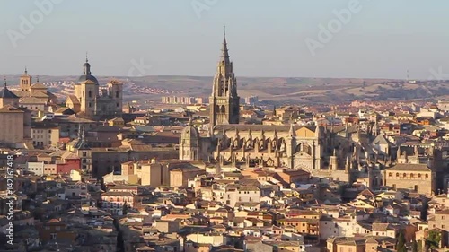 panoramic view of medieval city of Toledo, Spain hd video
