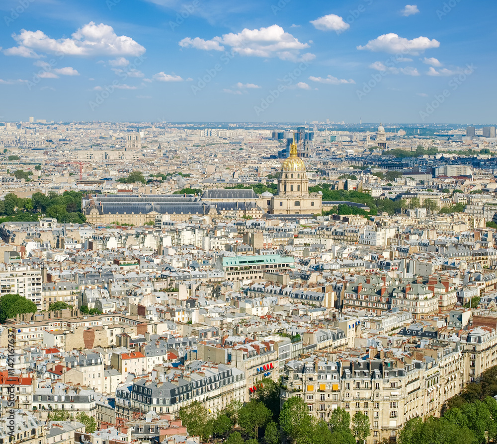 Fototapeta premium View from the Eiffel Tower of eastern part of Paris