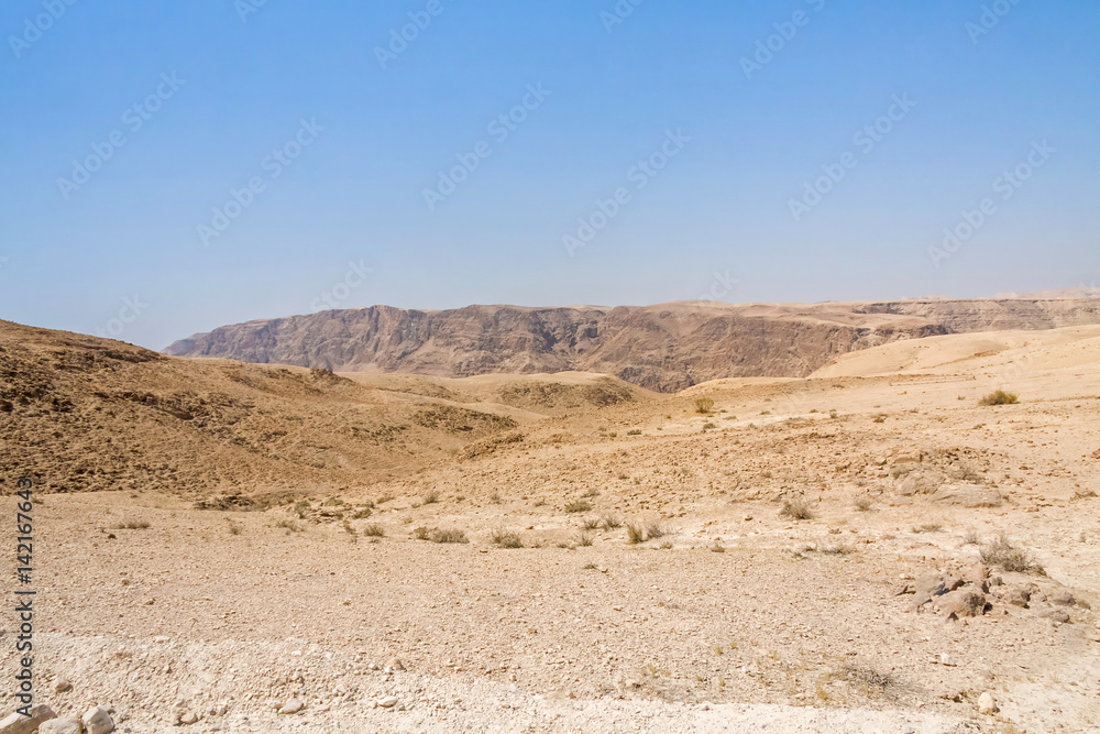 View on Judean desert landscape not far from Metzoke Dragot village. 
