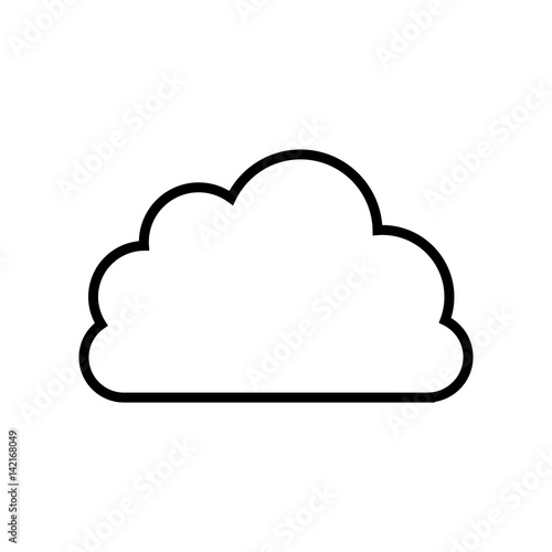 black line contour of cloud in shape of cumulus vector illustration