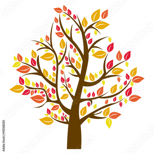silhouette tree in fall season vector illustration