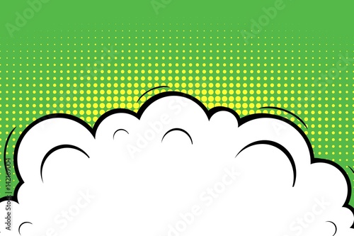 Abstract creative concept vector comic pop art style blank, layout template with clouds beams and isolated dots background. For sale banner, empty speech bubble set, illustration halftone book design.