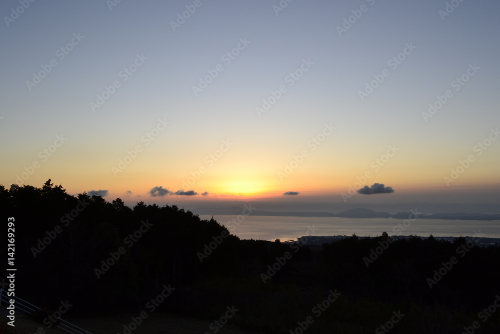 Naklejka premium 夕焼けの展望台