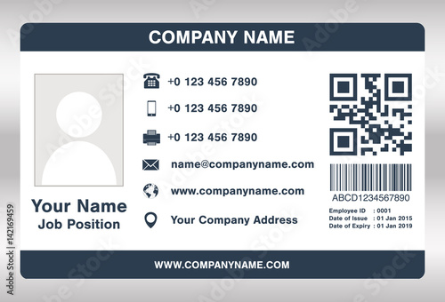 simple blue employee id card template vector