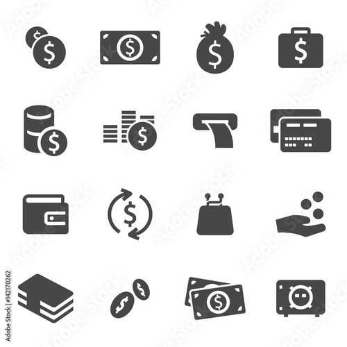 Vector black money icons set