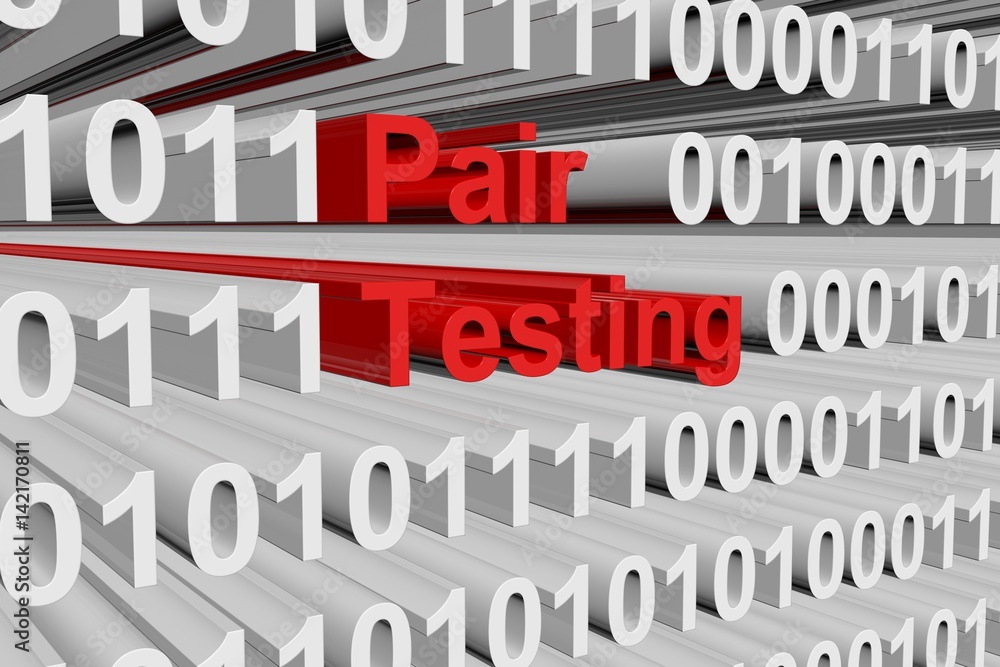 Pair testing in the form of binary code, 3D illustration
