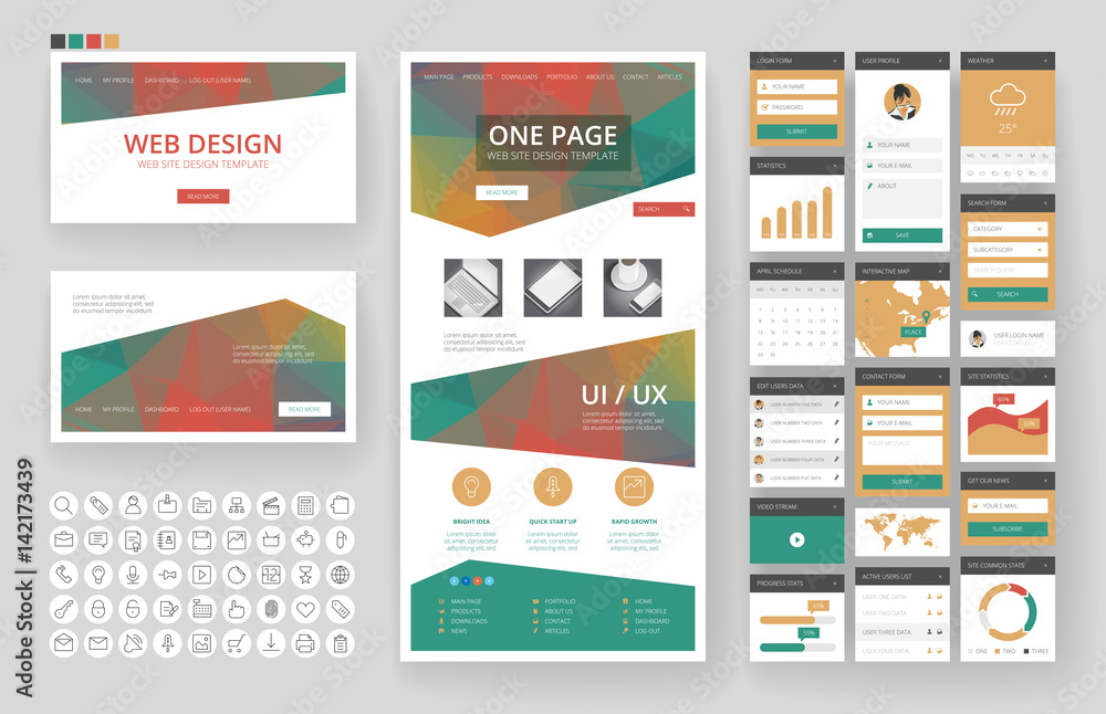Website design template and interface elements Website design template and interface elements