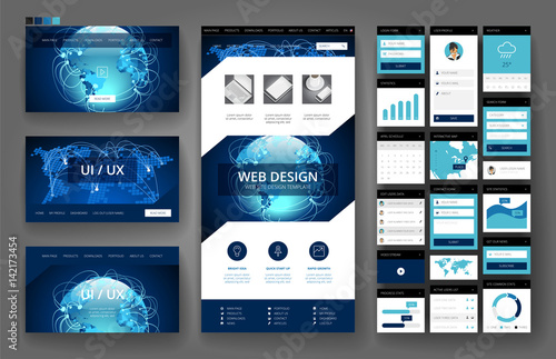 Website design template and interface elements