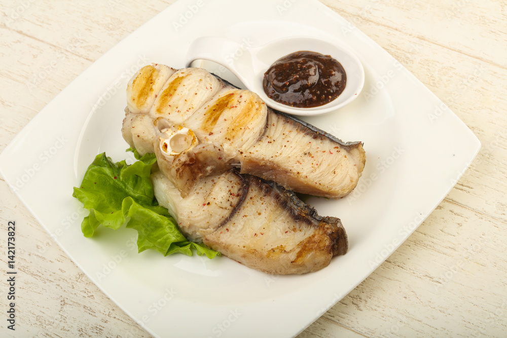 Grilled shark steak