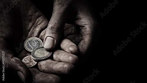 Hands of beggar photo