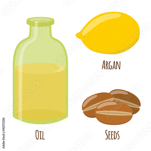 Argan fruit, oil, nuts, seeds for herbal cosmetics, eco therapy.