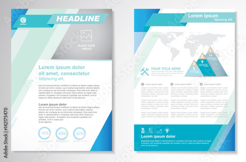 Template vector design for Brochure, Annual Report, Magazine, Poster, Corporate Presentation, Portfolio, Flyer, layout modern with blue color size A4, Front and back, Easy to use and edit.