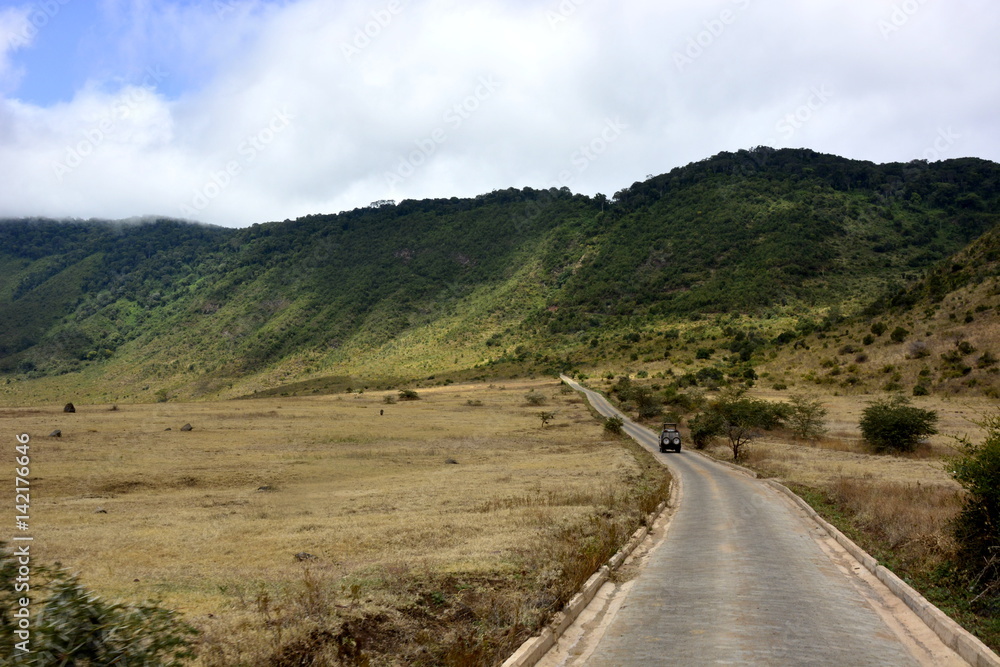 Road in the Ngorongoro crater
