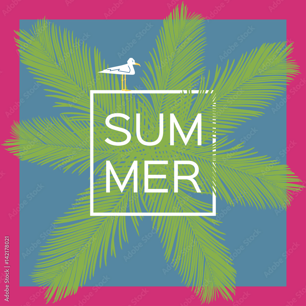 Palm tree. Summer vector background with seagull. Palm tree. Summer vector background with seagull.