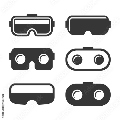 VR Headset Icons Set on White Background. Vector