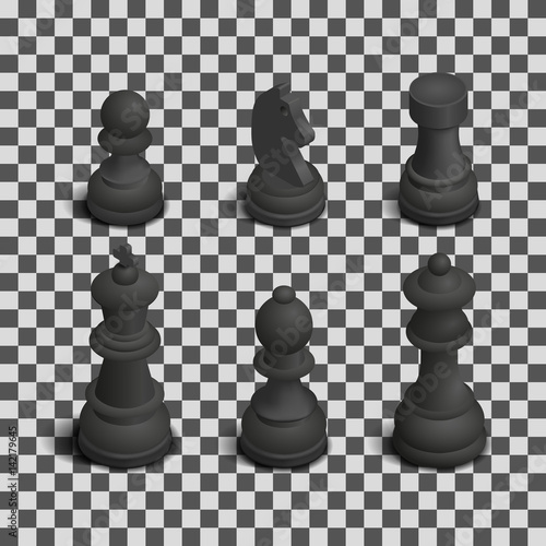 Chess figures isometric, vector illustration.