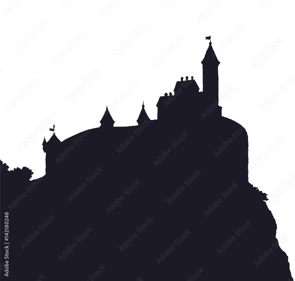 Fototapeta premium Castle Romanesque style. Vector drawing