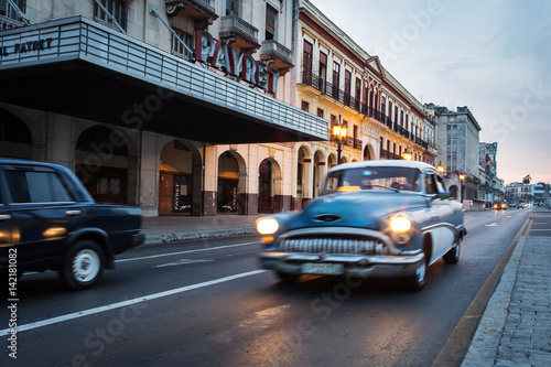 Old car on street of Havana at sunrise  Cuba