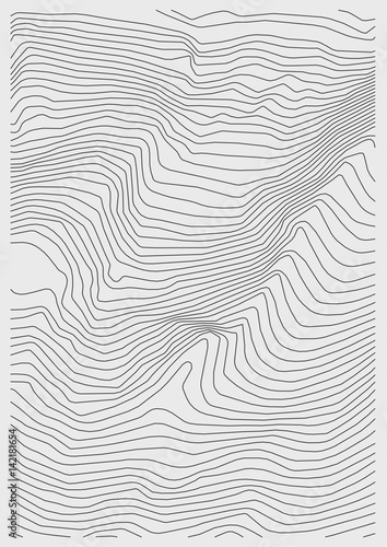 Vector abstract earth relief map. Generated conceptual elevation map.