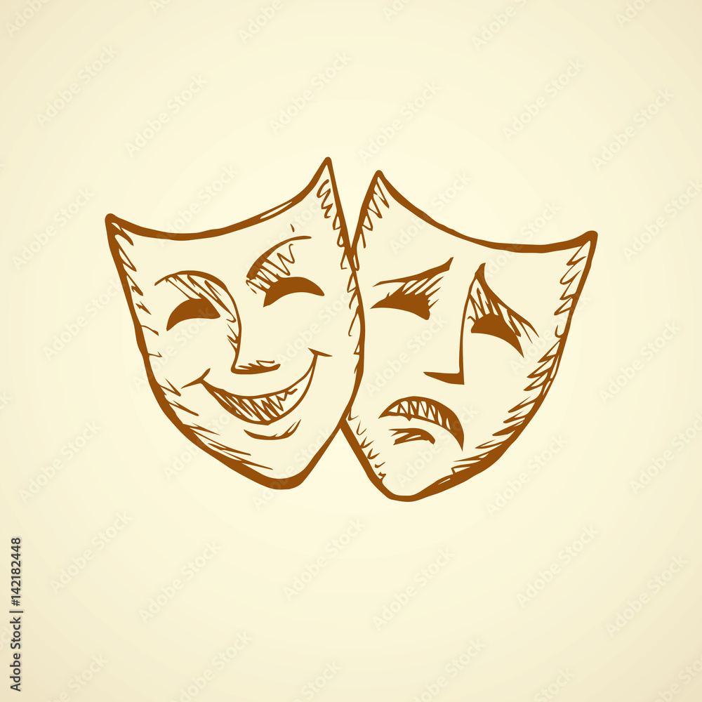 Comedy and tragedy theatrical masks. Vector illustration Comedy and tragedy theatrical masks. Vector illustration