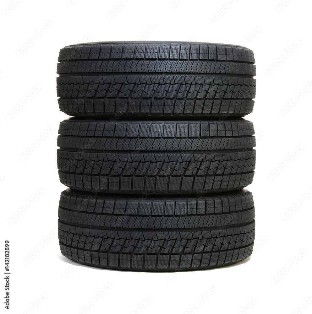 Car tires on white Car tires on white