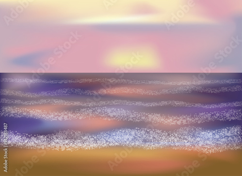 Morning sea wallpaper  vector illustration