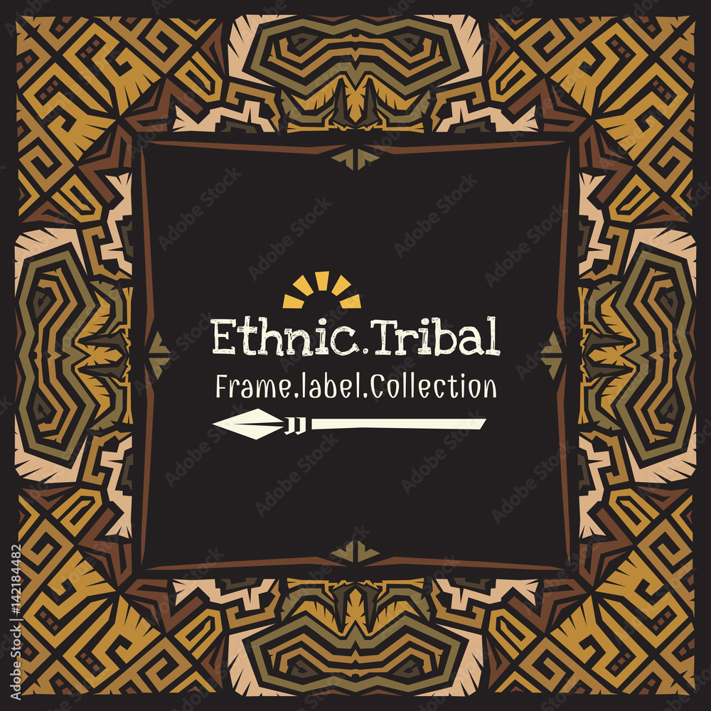 Doodle vector pattern ethnic tribal style frame. Doodle vector pattern ethnic tribal style frame.