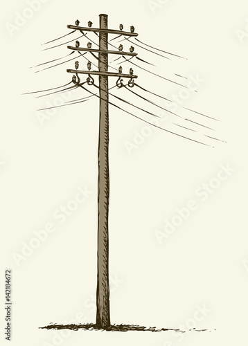 Old wooden power pole
