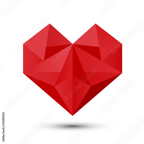 Polygonal red heart