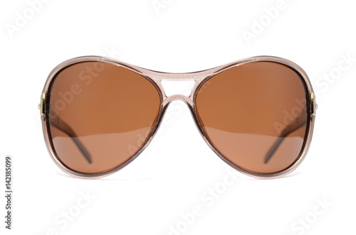 Sunglasses with brown glass isolated on white