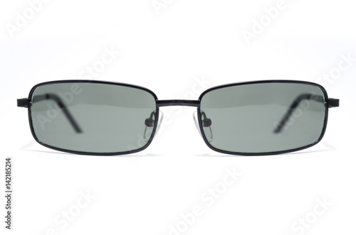 Rectangular Sunglasses in a thin metal frame on a white background