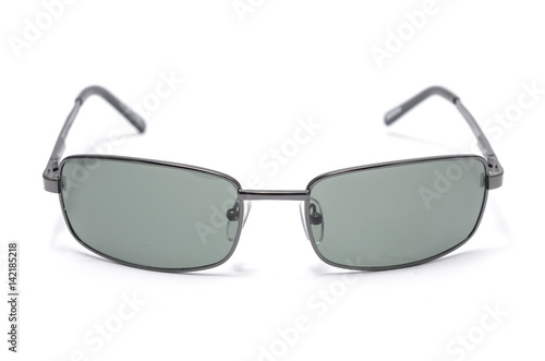 Rectangular Sunglasses in a thin metal frame on a white background