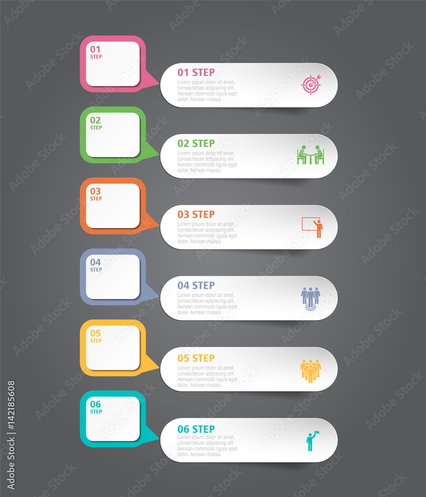 Design template and marketing icons can be used for infographic. Business concept with 6 options, steps or processes.