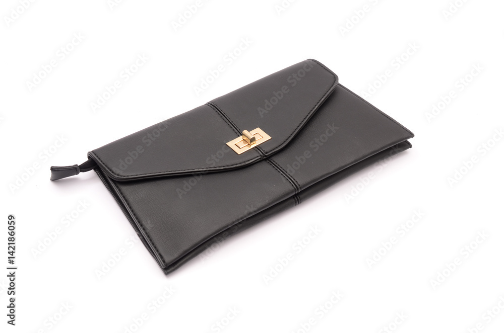 Black leather clutch isolated on white Black leather clutch isolated on white