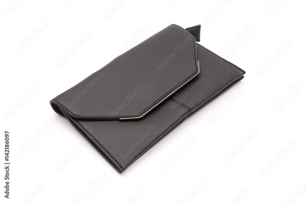 Black leather clutch isolated on white Black leather clutch isolated on white